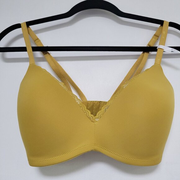 Aerie Real Happy Wireless Lightly Lined Bra Mustard Yellow 34D – New with Tags - Picture 1 of 11